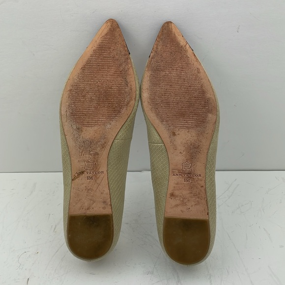 ANN TAYLOR ELIZABETH flats Snake Print patent Leather Black Size 8 very narrow - Picture 9 of 10